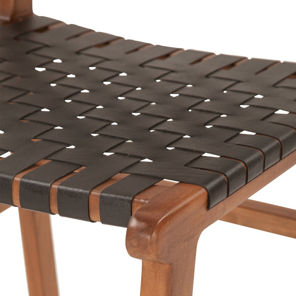 Chesapeake 19" Dining Chair, Nutmeg, Black Leather