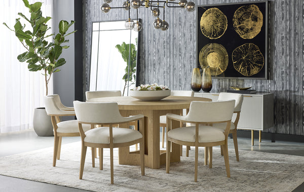 BRYLEA DINING ARMCHAIR - NATURAL - HEATHER IVORY TWEED