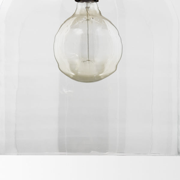 Sadah Large Clear Blown Glass w/ Gold Metal Pendant Light