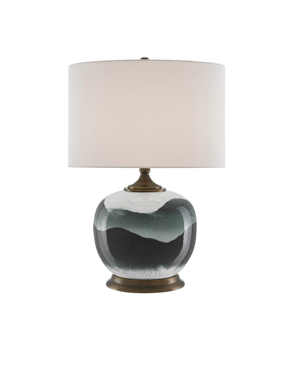 Boreal Table Lamp In White & Green & Antique Brass
