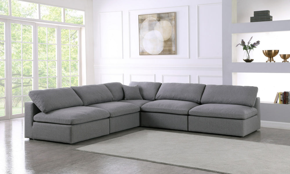 Carmen Cloud Modular Sectional In Grey Linen Fabric