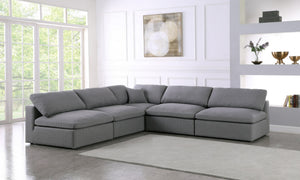 Carmen Cloud Modular Sectional In Grey Linen Fabric