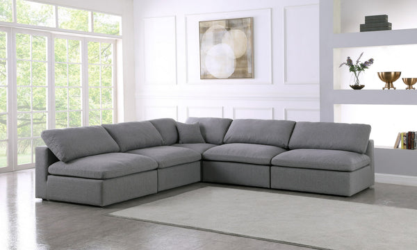 Carmen Cloud Modular Sectional In Grey Linen Fabric
