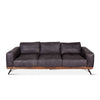 Mid-Century Leather and Wood Sofa, Antique Ebony
