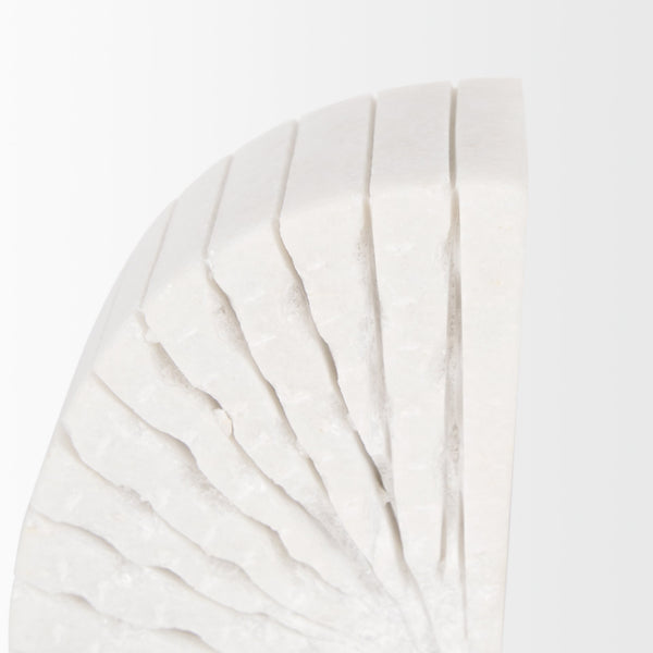 Stept White Marble Bookends w/rough carving (set of 2)
