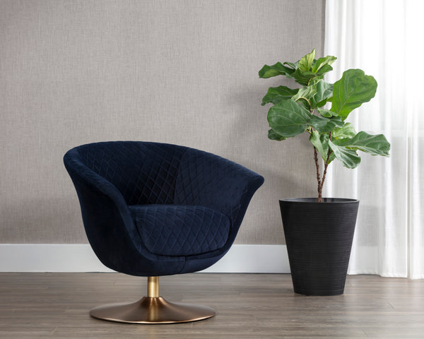 CARINE SWIVEL LOUNGE CHAIR - QUILTED ABBINGTON NAVY