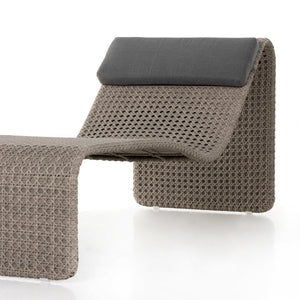 Paige Outdoor Woven Chaise Lounge In Brown