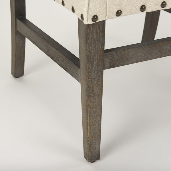 Kensington I  Cream Fabric and Solid Wood Dining Chair