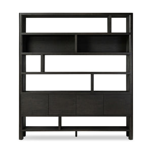 Noeline Wide Bookcase - Smoked Black Oak