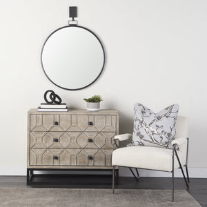 Vicunya Cream Fabric W/Gun Metal Gray Metal Frame Accent Chair