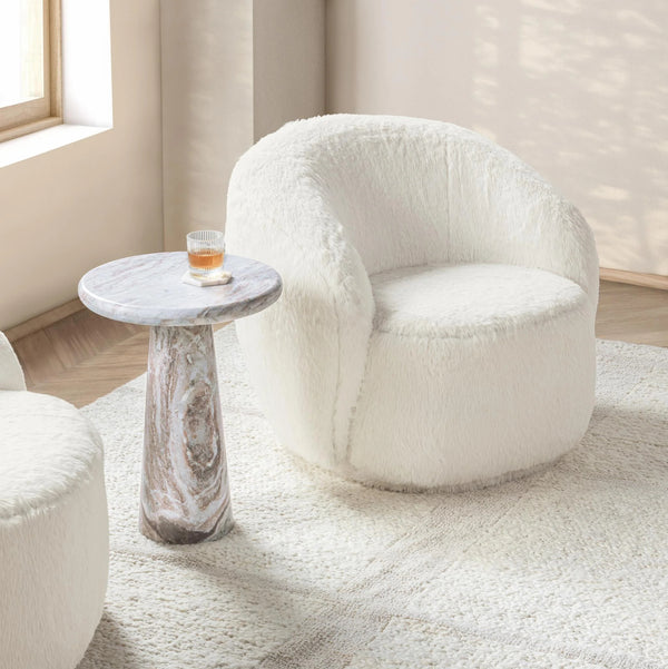 Adley Plush Swivel Chair - Soft Vanilla