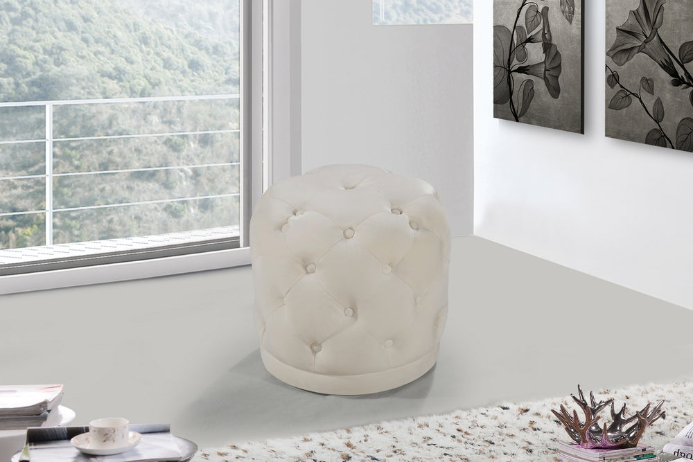 Joshua Ottoman/Stool In Cream Velvet