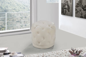 Joshua Ottoman/Stool In Cream Velvet