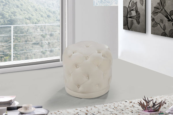 Joshua Ottoman/Stool In Cream Velvet