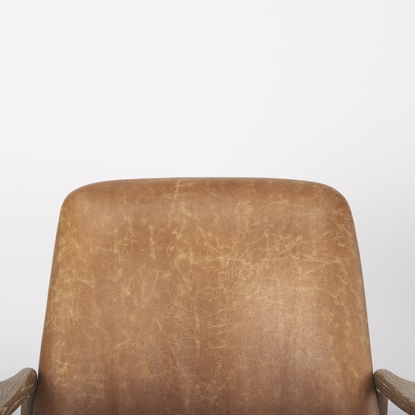Westan Cognac Faux Leather W/Medium Brown Wood Accent Chair