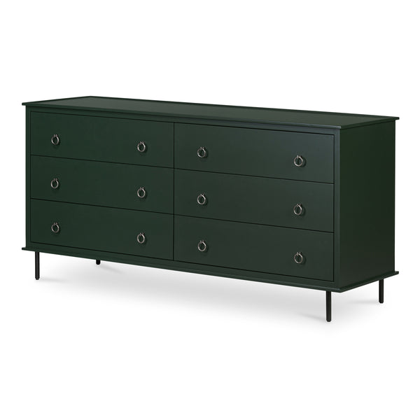 Reagan 6 Drawer Dresser in Deep Green