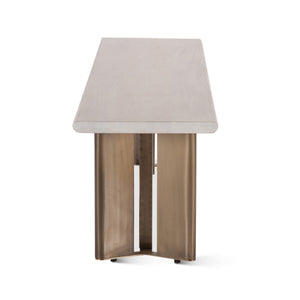 Zurich 78" Acacia Wood Dining Bench, Iron Legs, Whitewash