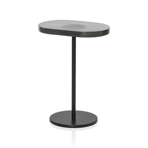 Vinia End Table In Light Blue Cast Glass
