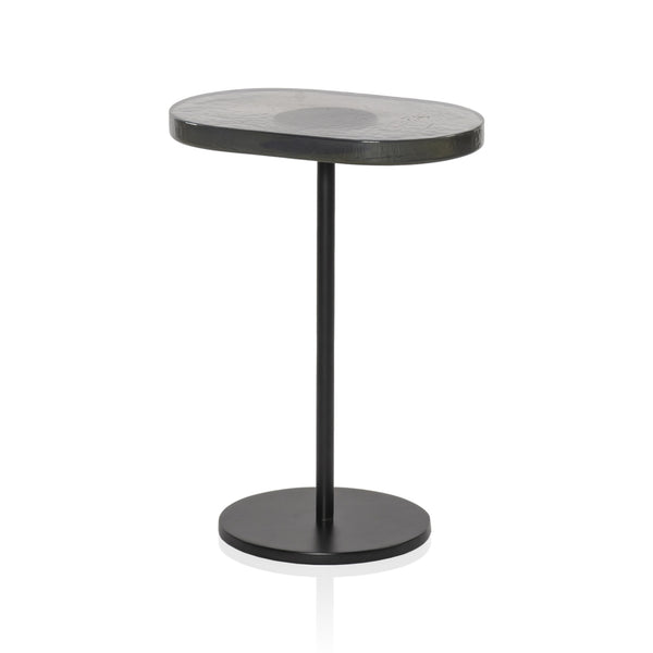 Vinia End Table In Light Blue Cast Glass