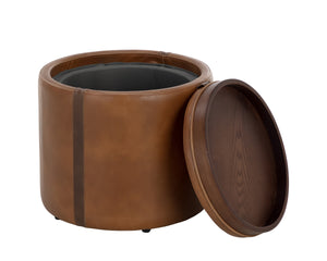 BORELLI STORAGE OTTOMAN - TOBACCO TAN / AUTUMN CHESTNUT