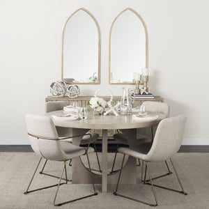 Sawyer II Beige Fabric Wrap Gold Metal Frame Dining Chair