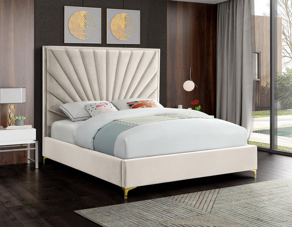 Wilfred Queen Bed In Cream Velvet