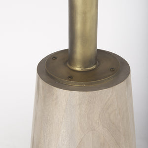 Maxwell 32" Round Light Wood Tabletop & Base w/ Gold Metal Accent Pedestal Bistro Table