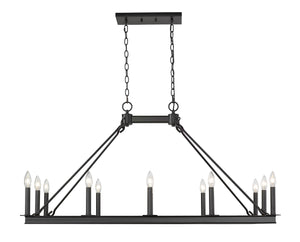 Barclay 12 Light Island/Billiard in Matte Black Finish