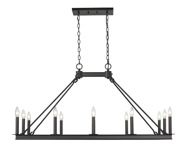 Barclay 12 Light Island/Billiard in Matte Black Finish