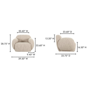 Moe's Hazel Lounge Chair Off White Boucle