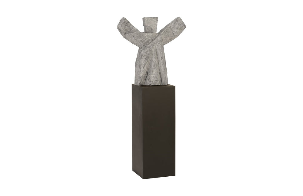 Tai Chi Sculpture C on Pedestal, Grey Stone/Black