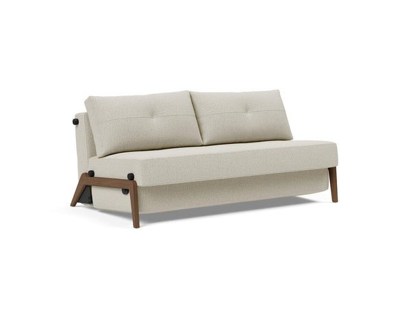 CUBED QUEEN SOFA BED in MIXED DANCE NATURAL FABRIC WITH Dark Wood LEGS 527