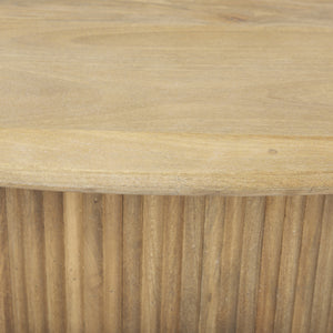 Terra 48L x 28W x 15H Light Brown Wood Oval Fluted Coffee Table
