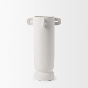 Dylan Tall Textured Off White w/ Handles Ceramic Vase