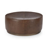 Clair Leather Round Coffee Table - Cocoa Brown