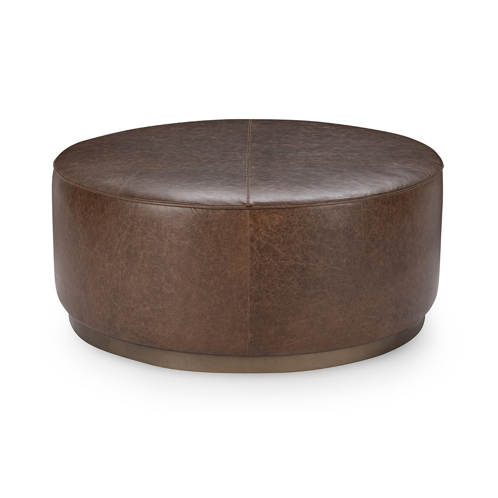 Clair Leather Round Coffee Table - Cocoa Brown