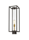 Dunbroch 1 Light Outdoor Post Mount Fixture in Deep Bronze + Outdoor Brass Finish