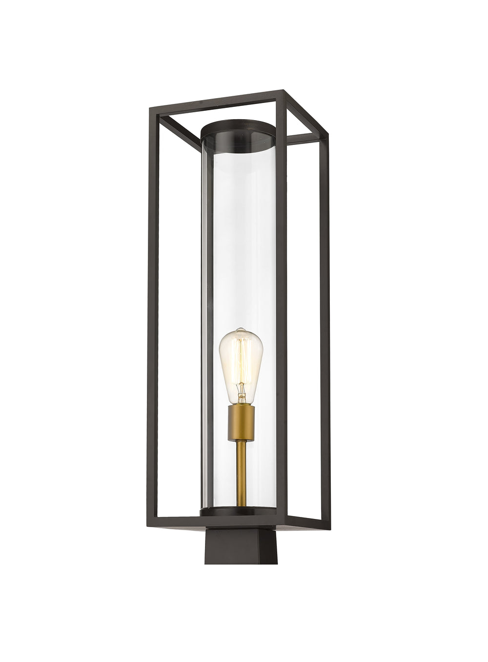 Dunbroch 1 Light Outdoor Post Mount Fixture in Deep Bronze + Outdoor Brass Finish
