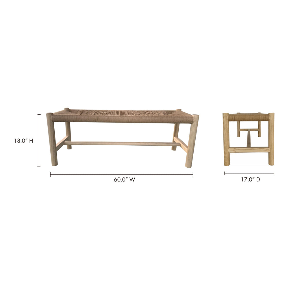 Moe's Hawthorn Large Bench with Woven Fibers