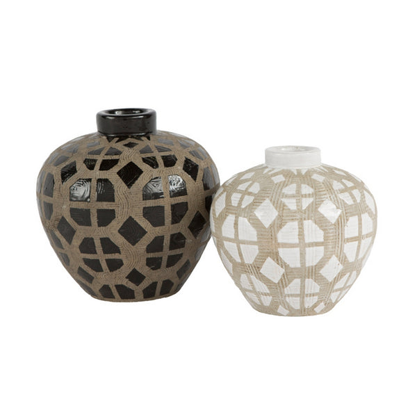 Graphic Ceramic Oval Vases