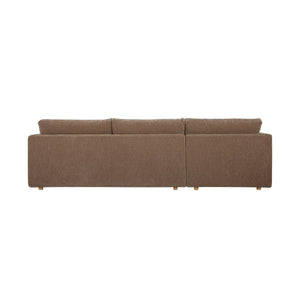 Bryn Camel Left Sectional Sofa with Oak Legs