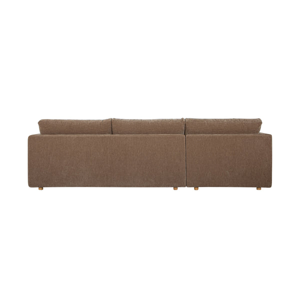 Bryn Camel Left Sectional Sofa with Oak Legs