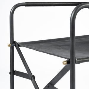 Direttore Black Iron Frame Black Leather Dining Chair