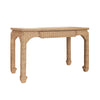 ONE DRAWER MING STYLE DESK IN WOVEN RATTAN WITH GLASS TOP