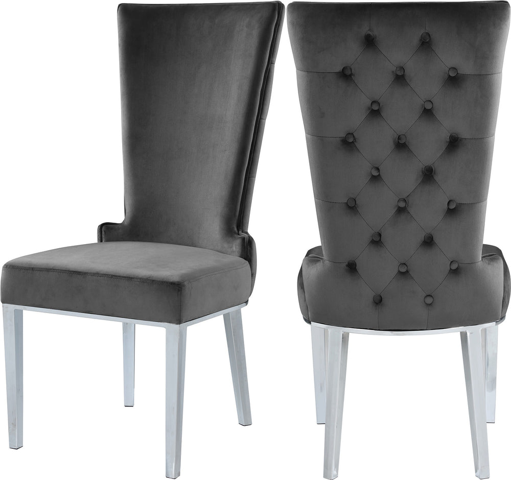Hope Dining Chair In Grey Velvet