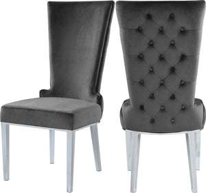 Hope Dining Chair In Grey Velvet