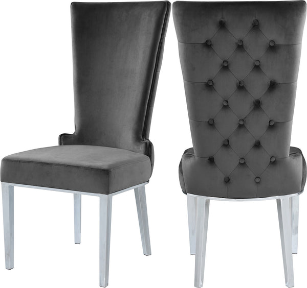 Hope Dining Chair In Grey Velvet