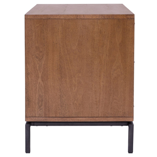 Bellevue End Table 1 Drawer Graphite Metal Legs In Monterey Brown
