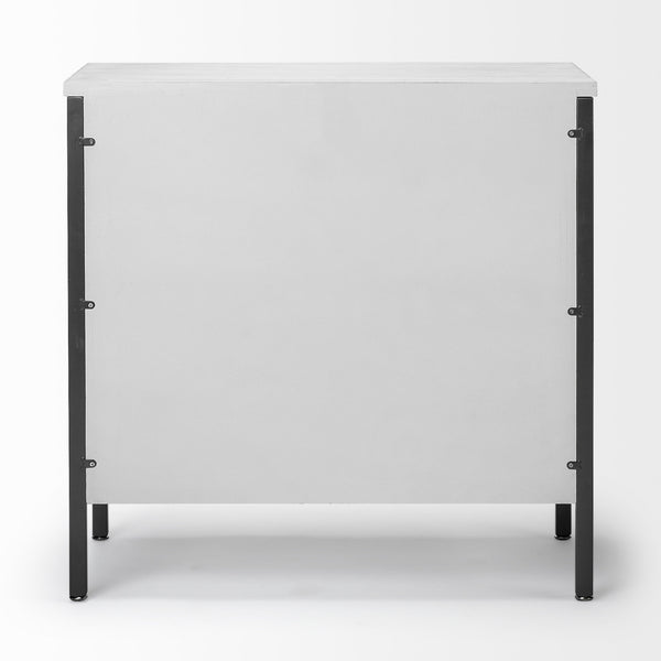 Savannah White Fir Veneer w/ Gray Metal 2-Door Accent Cabinet