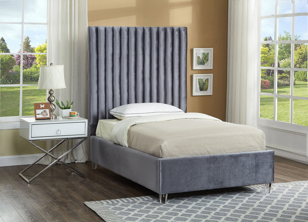 Fredrick Twin Bed In Grey Velvet
